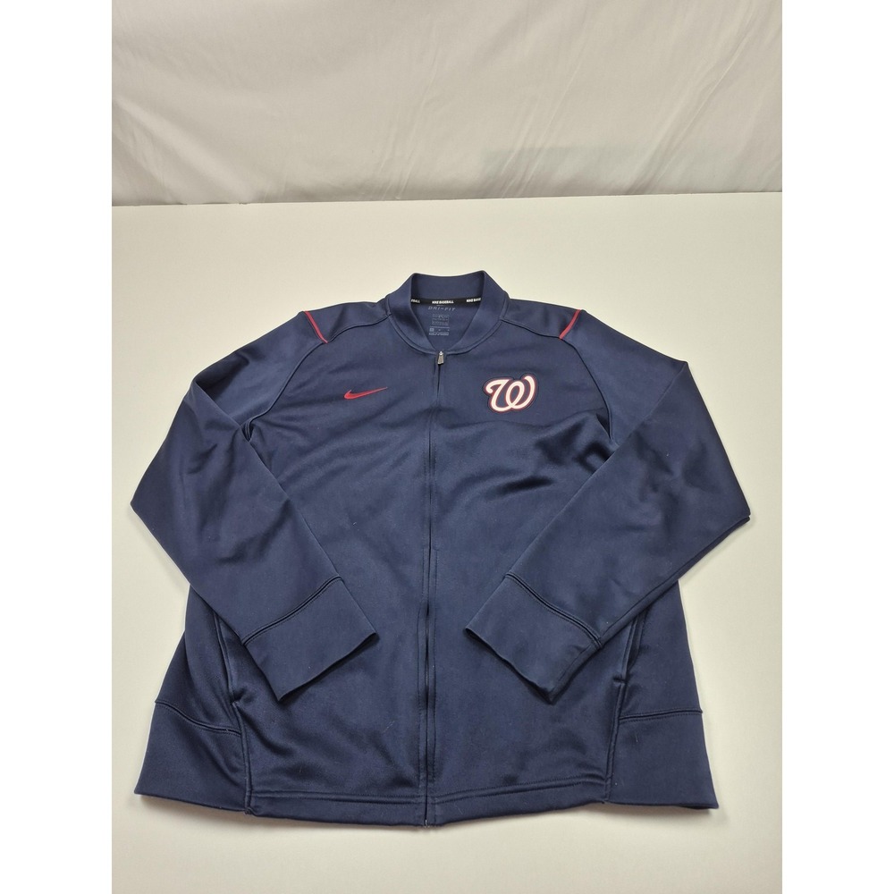 Washington Nationals Jacket Mens Medium Blue MLB Baseball Nike Dri Fit Full Zip
